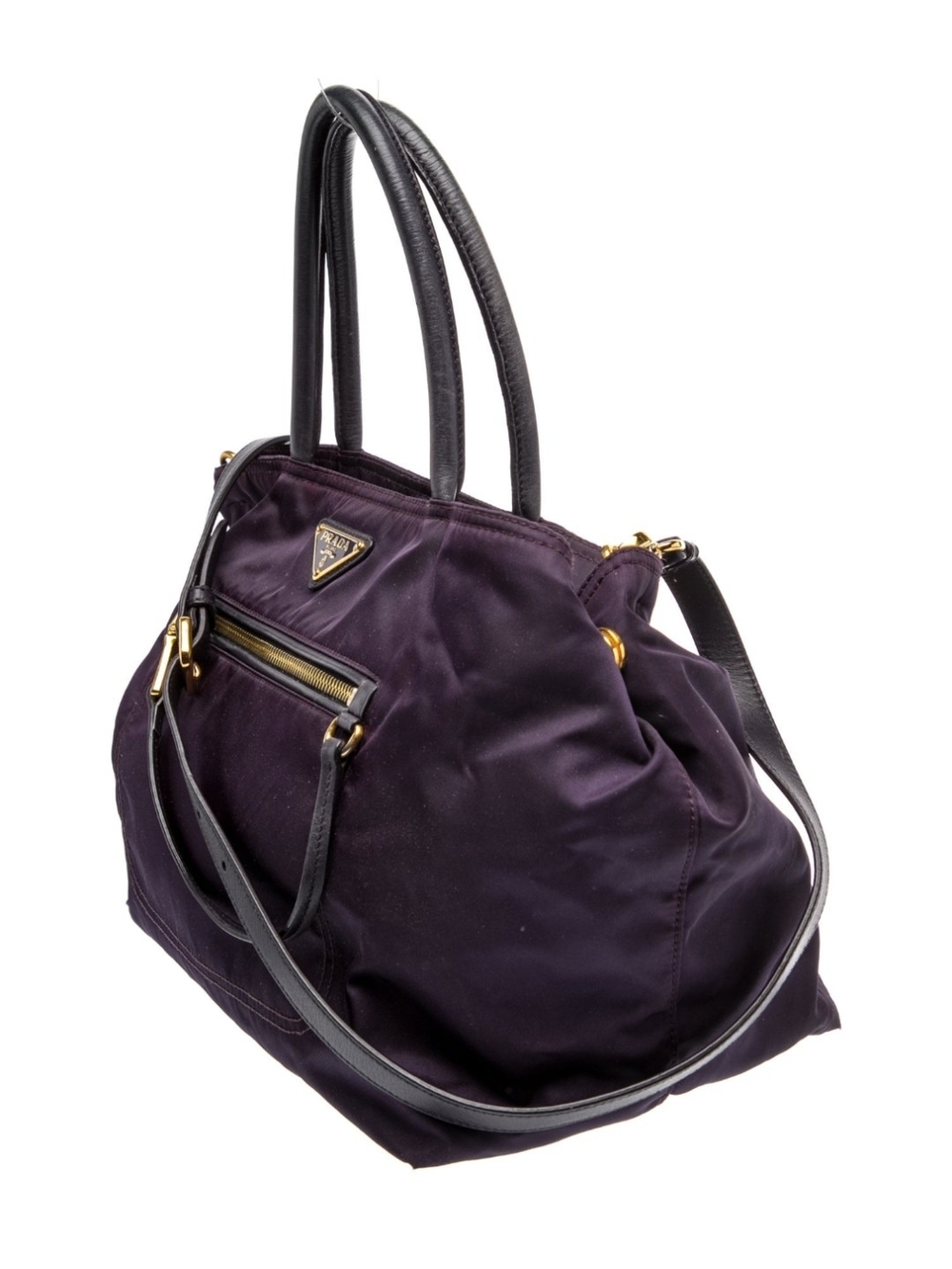 Prada Purple Nylon Shoulder Tote with Black Leather Trim - Offers Welcome! - Picture 5 of 5